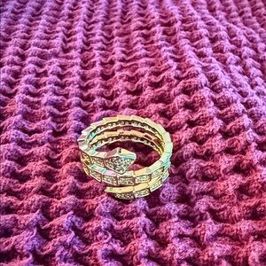 Fashion Jewelry Gold-Tone Ring with Crystal Details